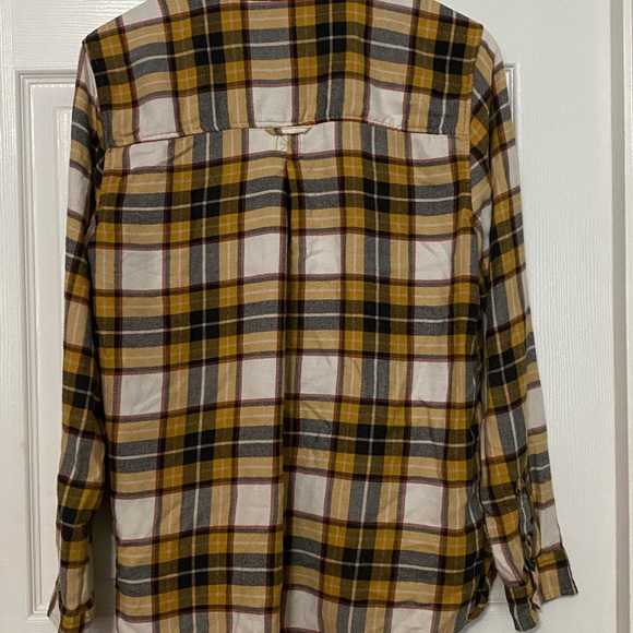 Women's Large American Eagle Outfitters Yellow Plaid Shirt - Picture 2 of 3